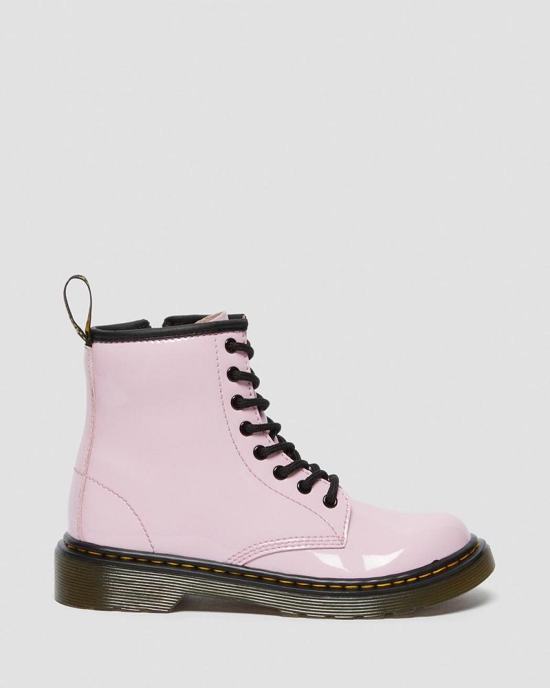 Kids' Dr Martens Junior 1460 Patent Leather Lace Up Boots Pink | AU 684TCE